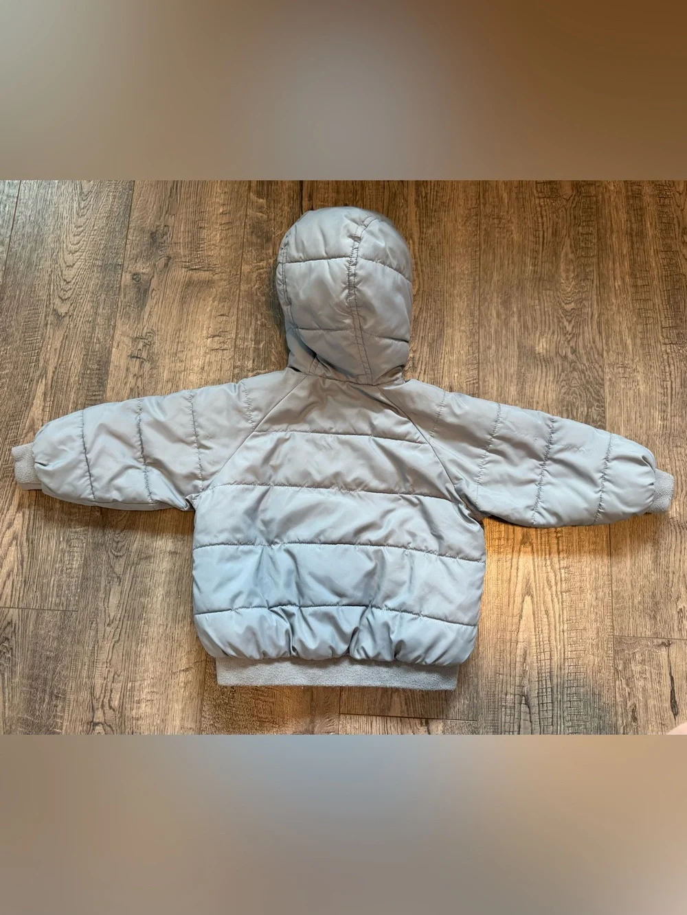 Zara Kids Hooded Puffer Jacket - Light Gray
